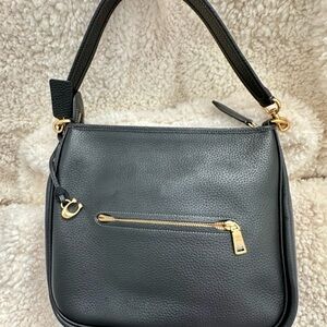 Coach Black Leather Shoulder Bag with Gold Accents